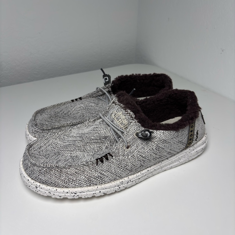 Hey Dude Wendy Shoes Women’s Size 9 “Salt & Pepper” Fleece Lined Loafers Warm